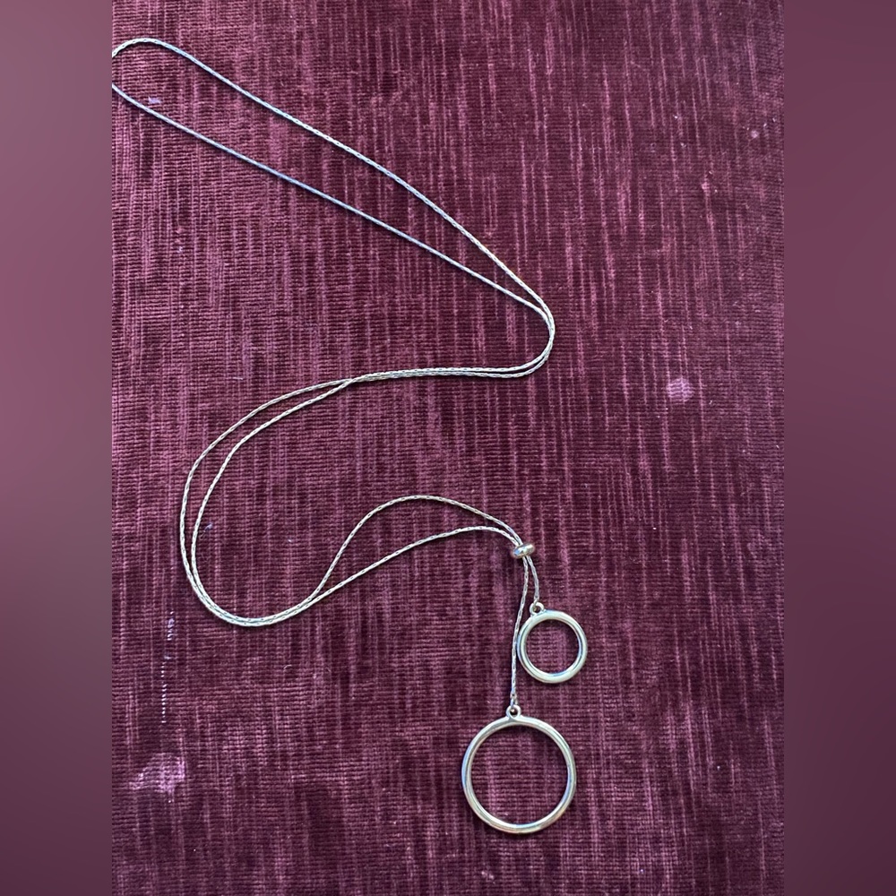 GOLD LARIAT WITH 2 CIRCLES (no clasp, adjustable)
